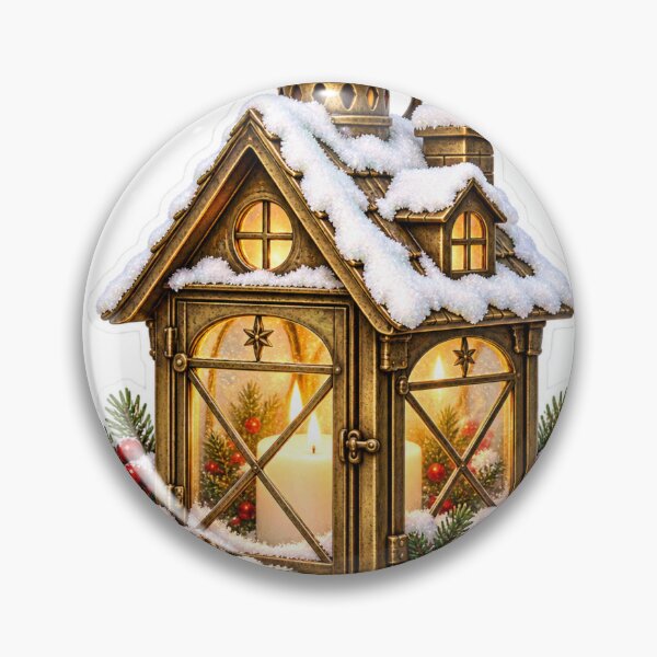 Item preview, Vintage Christmas Lantern PNG Clipart with Candles, Snow and Evergreen Branches designed and sold by AnnavelleStudio.