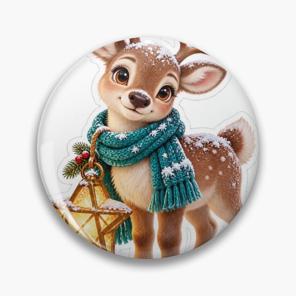 Item preview, Cute Christmas Reindeer PNG Clipart with Teal Scarf and Glowing Gold Star Lantern designed and sold by AnnavelleStudio.