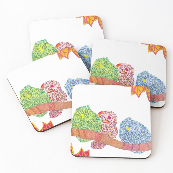 Item preview, Three Birds on a Branch – Hand-Drawn Mosaic Colored Pencil Art designed and sold by Elybv.