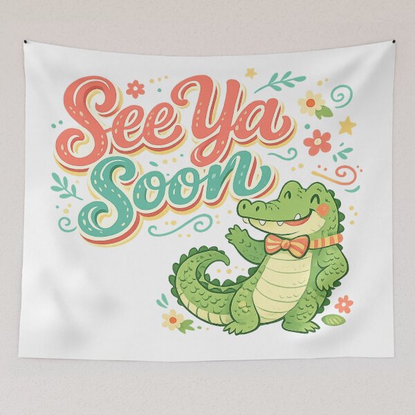 Item preview, See Ya Soon Cute Alligator Crocodile Pun Kawaii Funny Animal Design designed and sold by inkoutninja.