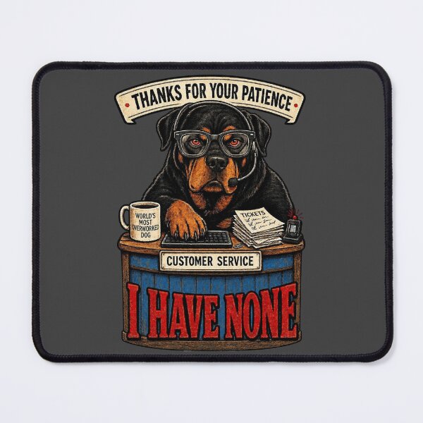 Item preview, Overworked Rottweiler Customer Service – Funny Workplace Humor designed and sold by Graphic Vibe Designs.