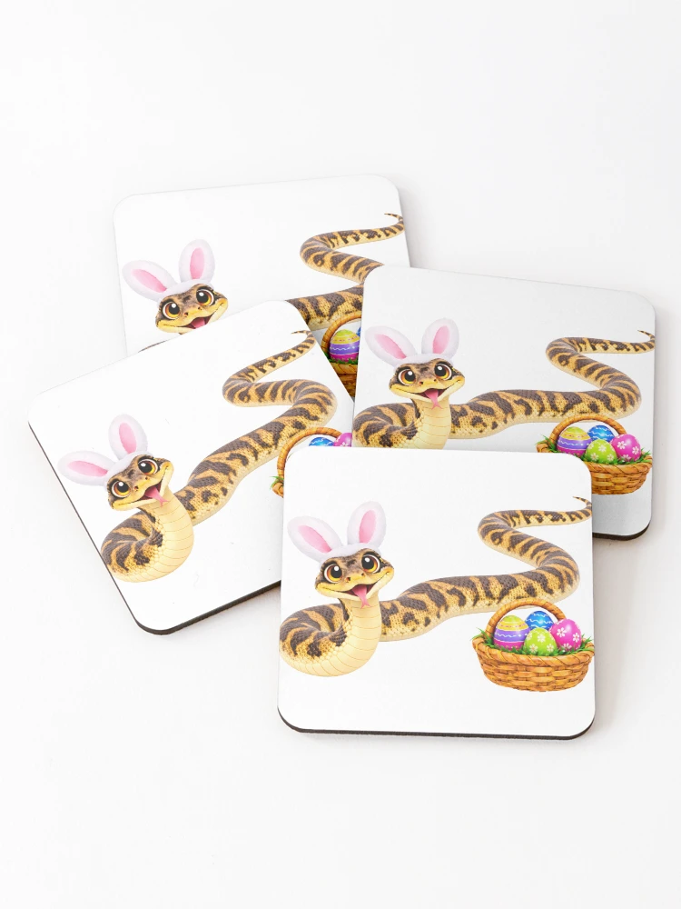 Thumbnail 1 of 5, Coasters (Set of 4), Timor Python Easter Basket designed and sold by Sillytoe.