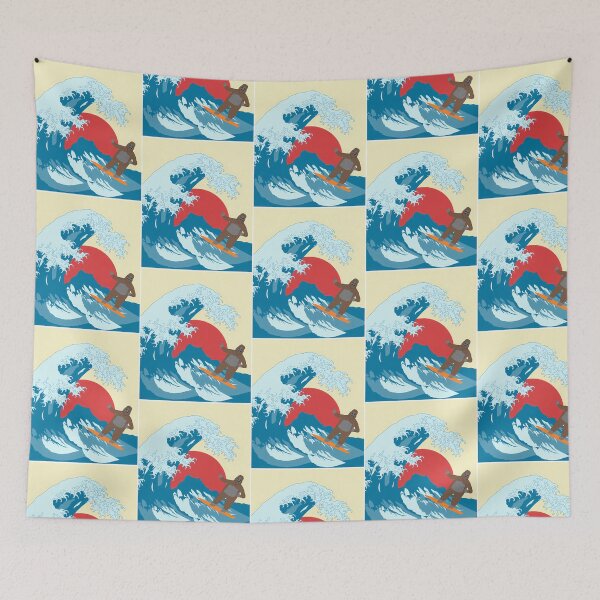 Item preview, Big Lez Show Surfing On Great Big Wave  Sunny Day On Beach Druggo  Funny Cute Big Lez Show  Funny Bigfoot  Great Wave Off Kanagawa designed and sold by Aehausman.