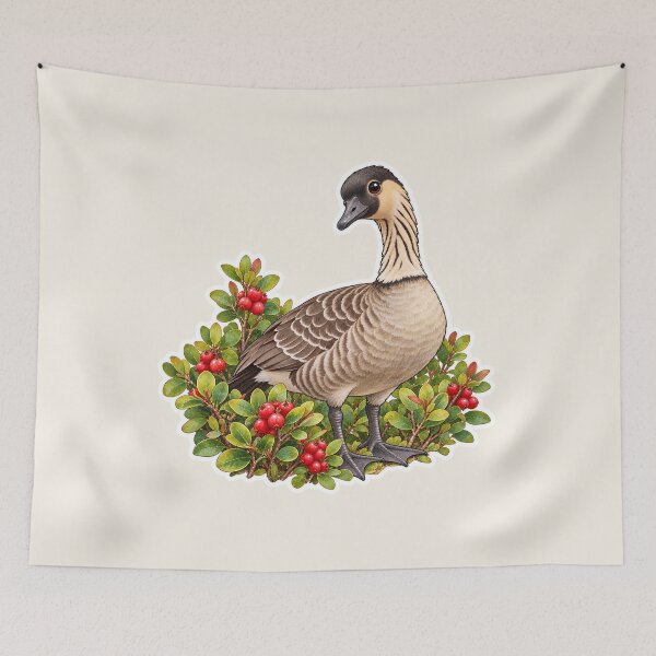 Item preview, Nene Hawaiian Goose with Ohelo Berries designed and sold by peachycrossing.