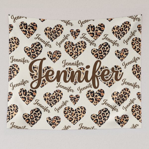 Item preview, Jennifer Personalized Leopard Print Hearts Pattern designed and sold by Luvahawb.