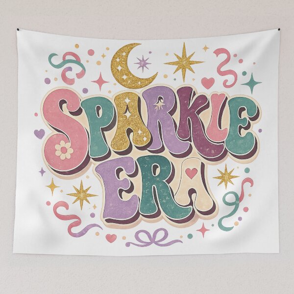 Item preview, Sparkle Era Retro Groovy Celestial Positive Vibes Cute Typography Design designed and sold by inkoutninja.