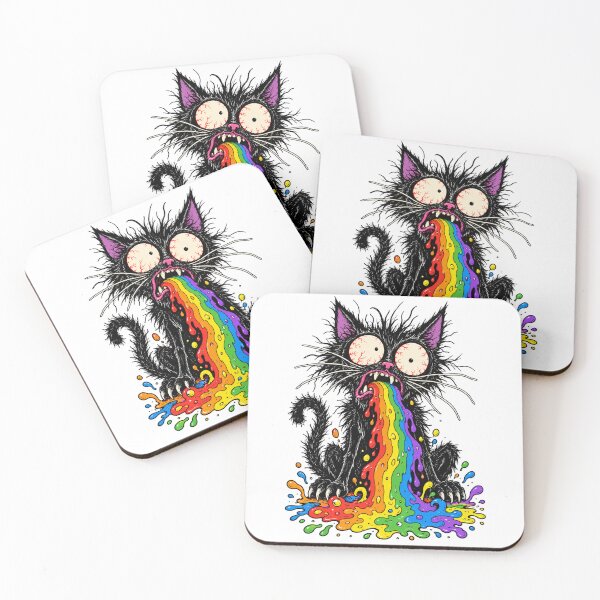 Item preview, Rainbow Puke Cat – Funny Black Cat Psychedelic Dark Humor designed and sold by WolfmanProphecy.
