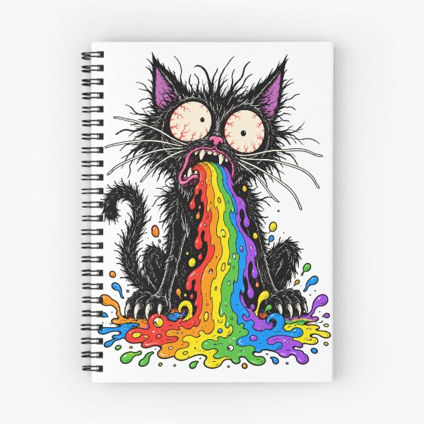 Item preview, Rainbow Puke Cat – Funny Black Cat Psychedelic Dark Humor designed and sold by WolfmanProphecy.