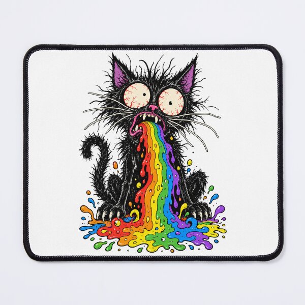 Item preview, Rainbow Puke Cat – Funny Black Cat Psychedelic Dark Humor designed and sold by WolfmanProphecy.