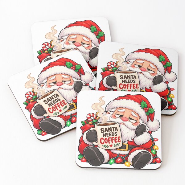 Item preview, Santa Needs Coffee – Funny Tired Santa Christmas Sticker designed and sold by RJACreative.