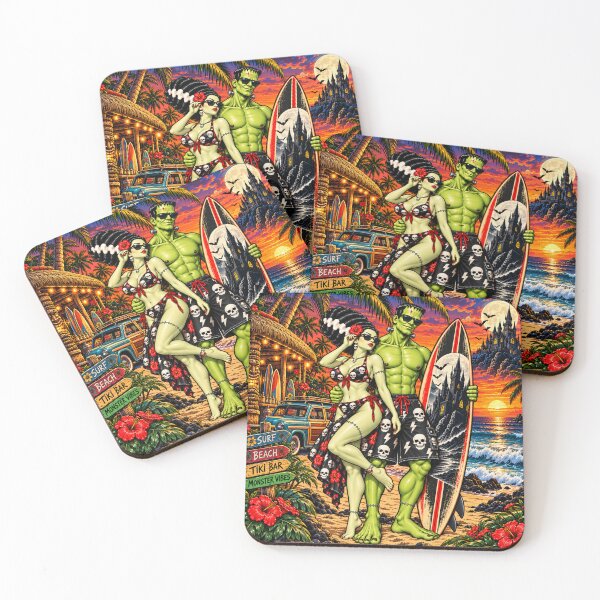 Item preview, Monster Beach Couple – Gothic Surf Style designed and sold by OzyWear.