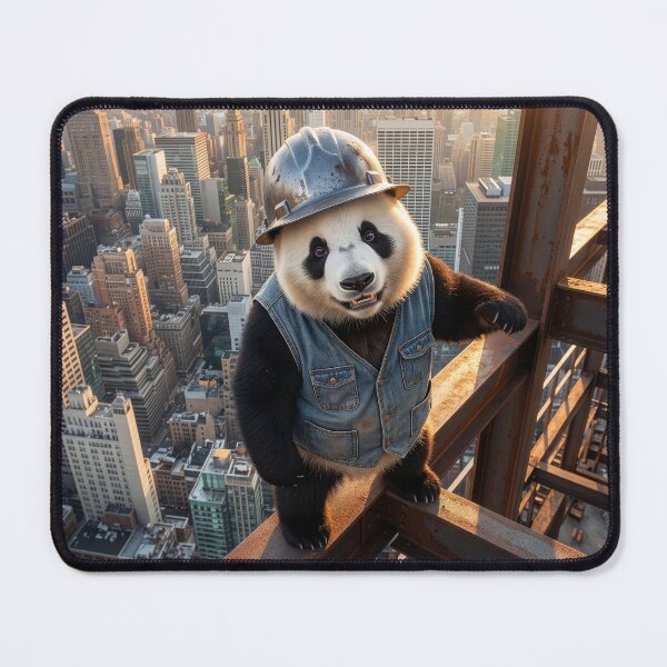 Item preview, Panda Bear Ironworker Surveys His Work designed and sold by Tridentulus.
