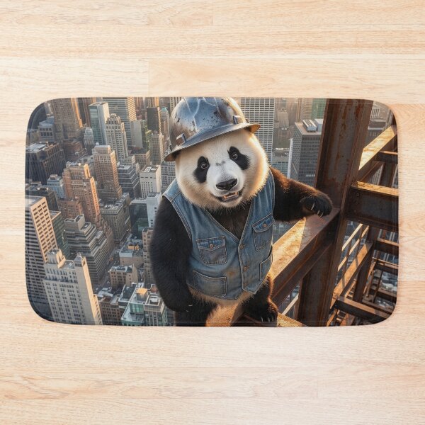 Item preview, Panda Bear Ironworker Surveys His Work designed and sold by Tridentulus.