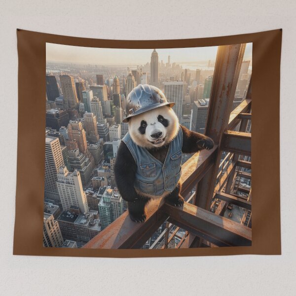 Item preview, Panda Bear Ironworker Surveys His Work designed and sold by Tridentulus.