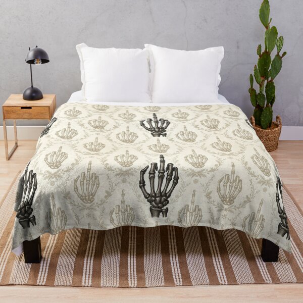 Item preview, "Ivory Rebellious Bones" - Vintage Skeleton Hand & Gothic Damask Pattern designed and sold by cabuks.