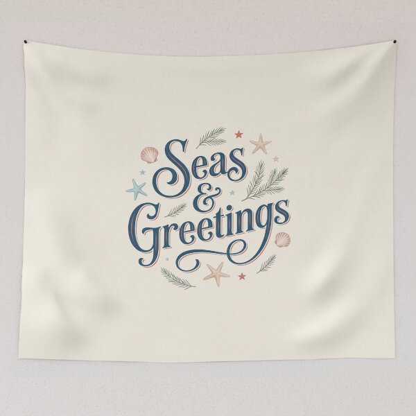 Item preview, Seas & Greetings – Coastal Christmas Typography Beach Holiday Design designed and sold by Sea Gem.
