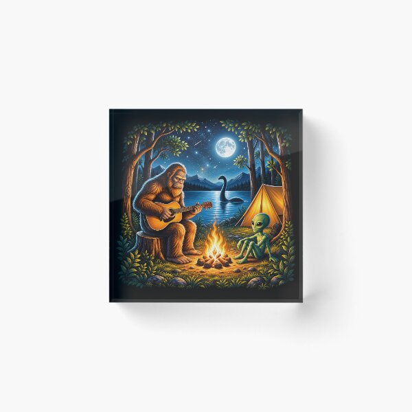 Item preview, Bigfoot Alien Camping Sasquatch Plays Guitar By Campfire designed and sold by nasr-say.