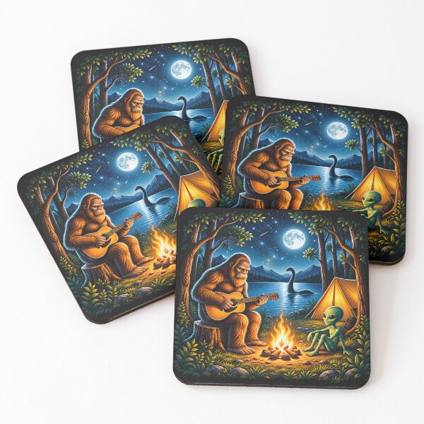 Item preview, Bigfoot Alien Camping Sasquatch Plays Guitar By Campfire designed and sold by nasr-say.