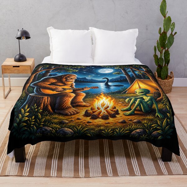 Item preview, Bigfoot Alien Camping Sasquatch Plays Guitar By Campfire designed and sold by nasr-say.