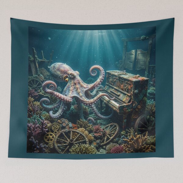 Item preview, Octopus Plays Piano in Long Submerged Saloon designed and sold by Tridentulus.
