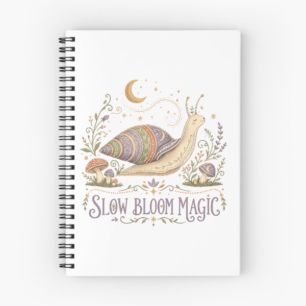 Item preview, Slow Bloom Magic Snail Cottagecore Mushroom Moon Botanical Design designed and sold by inkoutninja.