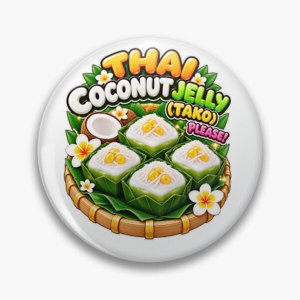 Item preview, Thai Coconut Jelly Tako – Traditional Thai Dessert Cute Food Art designed and sold by Pali's shop.