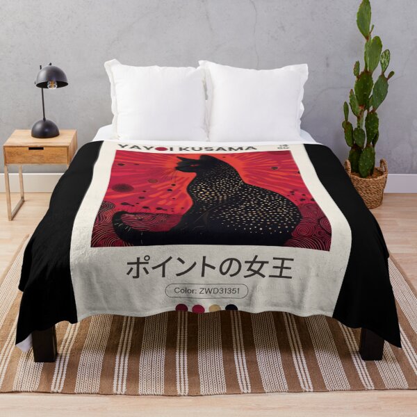 Item preview, Inspired by Yayoi Kusama Black Cat Poster, 1980 Queen of Dots Art Print, Elegant Polka Dot Cat Wall Decor designed and sold by HappyGrandmaUB.