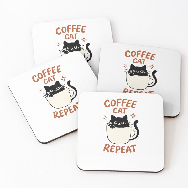 Item preview, Coffee Cat Repeat Black Cat Coffee Mug designed and sold by FerretSpark.