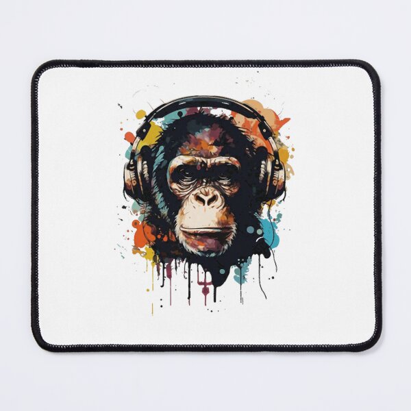 Item preview, Chimpanzee With Headphones Paint Splatter designed and sold by Mirvuokko6.