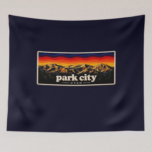 Item preview, Park City Utah Embroidered Patch – Vintage Mountain Sunset designed and sold by Swanny's Custom T-shirt and Gift Designs.