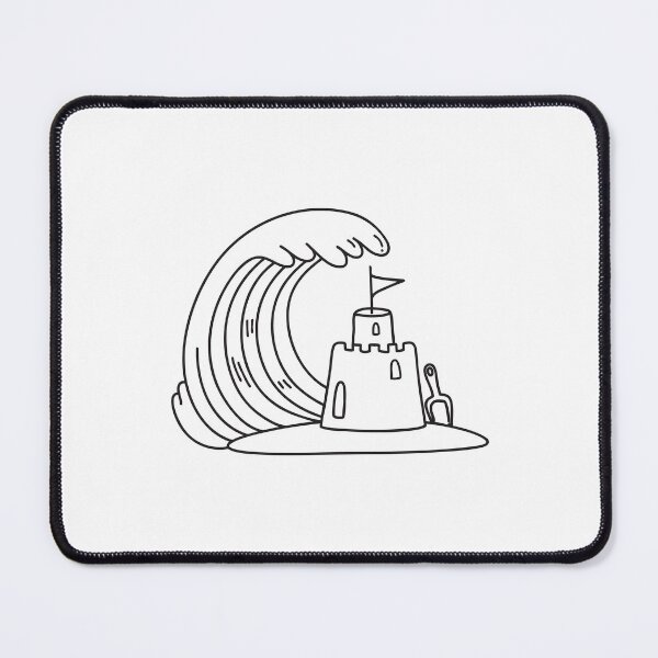 Item preview, A wave approaching a sandcastle with a plastic shovel nearby designed and sold by rasagamastore.