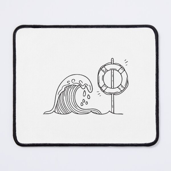 Item preview, A wave breaking beside a lifebuoy hanging on a post designed and sold by rasagamastore.