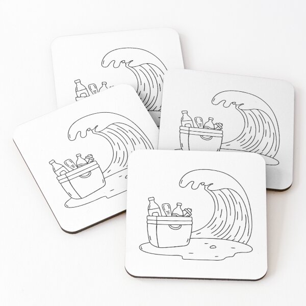 Item preview, A wave on the beach beside a cooler with snacks and drinks inside designed and sold by rasagamastore.
