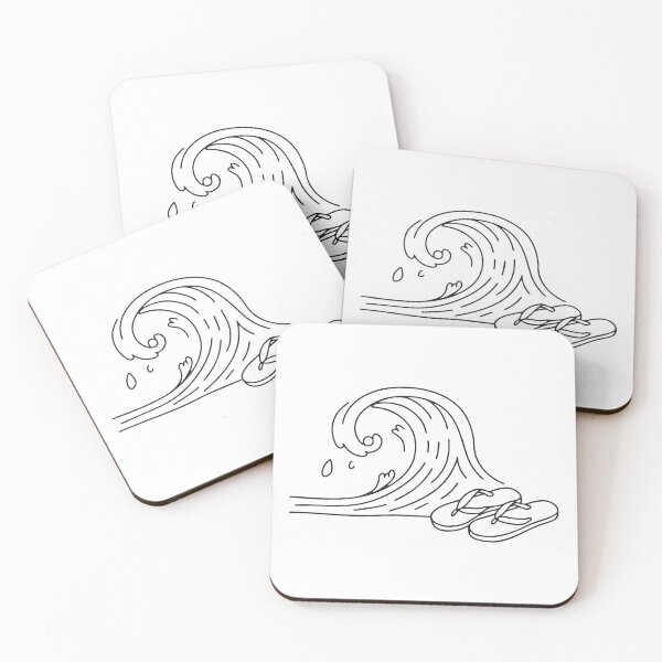 Item preview, A wave splashing close to a pair of sandals left on the sand designed and sold by rasagamastore.