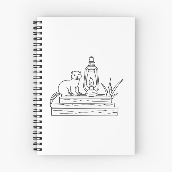 Item preview, A weasel next to a lantern placed on a wooden step designed and sold by rasagamastore.