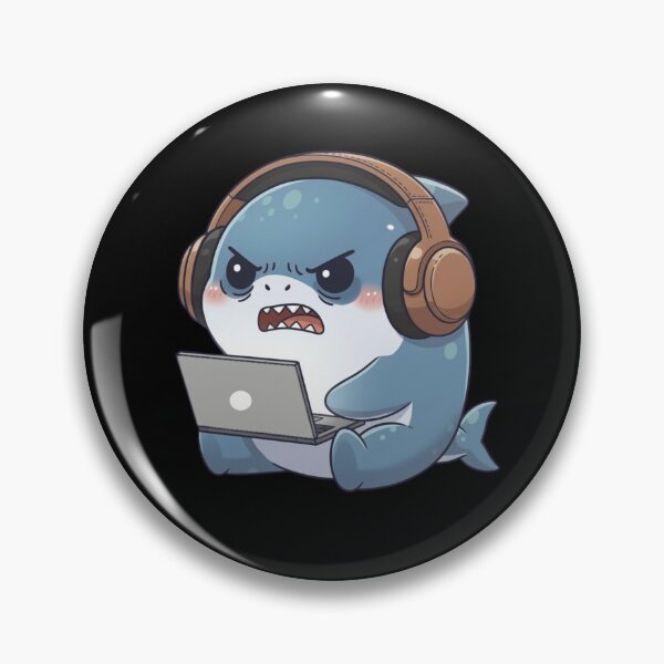 Item preview, Angry Working Shark with Laptop designed and sold by Nature's Chibis.
