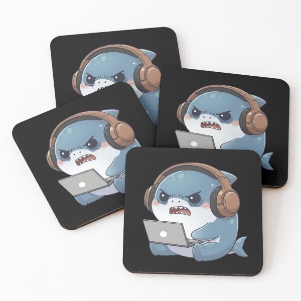 Item preview, Angry Working Shark with Laptop designed and sold by Nature's Chibis.