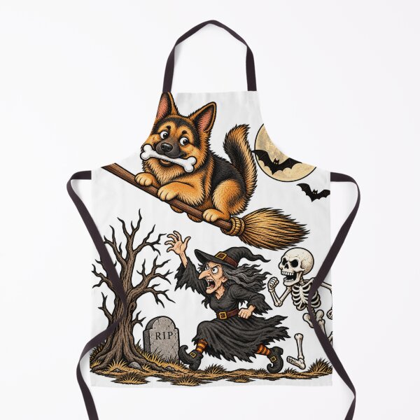 Artikelvorschau, Funny German Shepherd Witch Broomstick Halloween entworfen und verkauft von Pawholic Dog Designs.