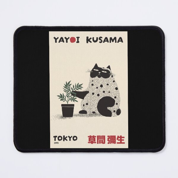 Item preview, Inspired by Yayoi Kusama Cat with Plant Poster, Tokyo 1995 Art Print, Polka Dot Cat Wall Decor designed and sold by MagicatcoArt.