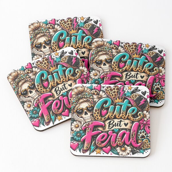 Item preview, Cute But Feral – Sassy Leopard Skull with Pink Bow & Teal Aesthetic designed and sold by Fabricbella.