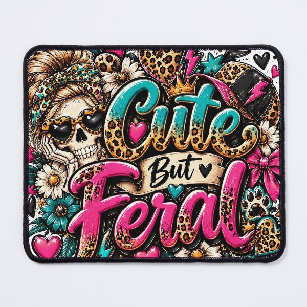 Item preview, Cute But Feral – Sassy Leopard Skull with Pink Bow & Teal Aesthetic designed and sold by Fabricbella.