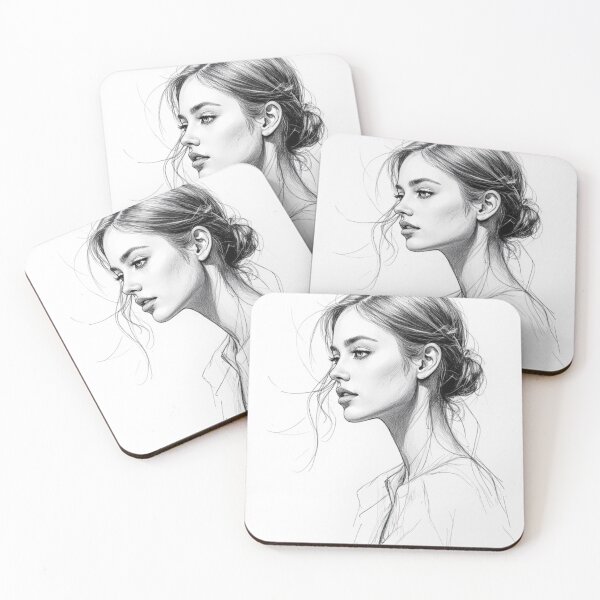 Item preview, Refined Muse - Black and White Editorial Portrait Illustration designed and sold by nhk999.