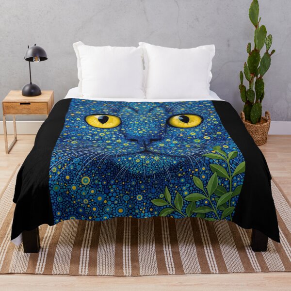 Item preview, Inspired by Yayoi Kusama Blue Cat Poster, Colorful Polka Dot Cat Face Art Print, Japanese Modern Wall Decor designed and sold by MagicatcoArt.