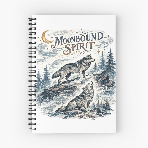 Item preview, Moonbound Spirit Wolves Under Crescent Moon Mystical Wilderness Design designed and sold by inkoutninja.