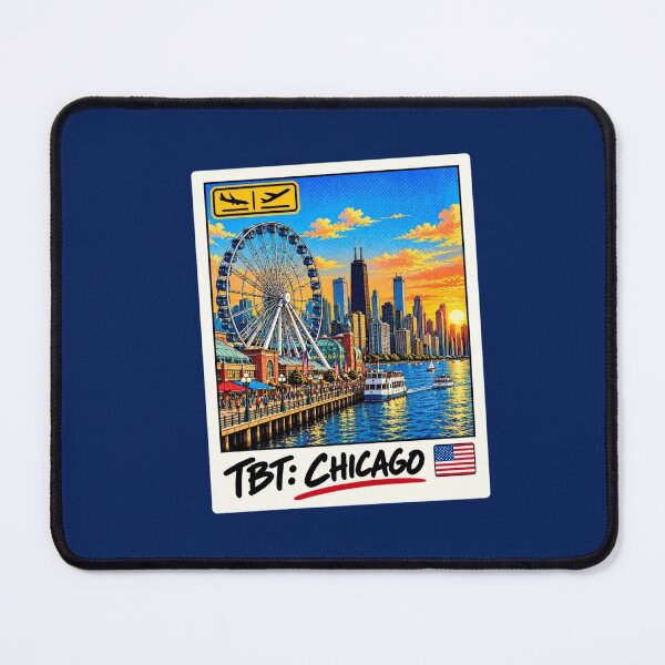 Item preview, TBT Chicago - Navy Pier - Centennial Wheel - Lake Michigan - Vintage Travel Postcard designed and sold by ByJeffro.
