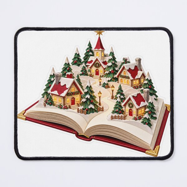 Artikelvorschau, Weihnachtsdorf-PNG-Cliparts, verschneite Häuser auf einem offenen Buch, gemütliche Winterillustration entworfen und verkauft von AnnavelleStudio.