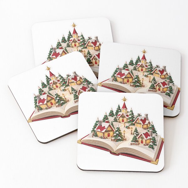 Item preview, Christmas Storybook Village PNG Clipart, Snowy Cottages on an Open Book, Cozy Winter Illustration designed and sold by AnnavelleStudio.