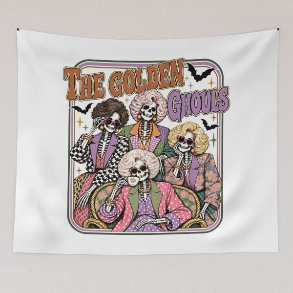 Item preview, The Golden Ghouls Retro Halloween Spooky Skeleton  designed and sold by GusHickman.