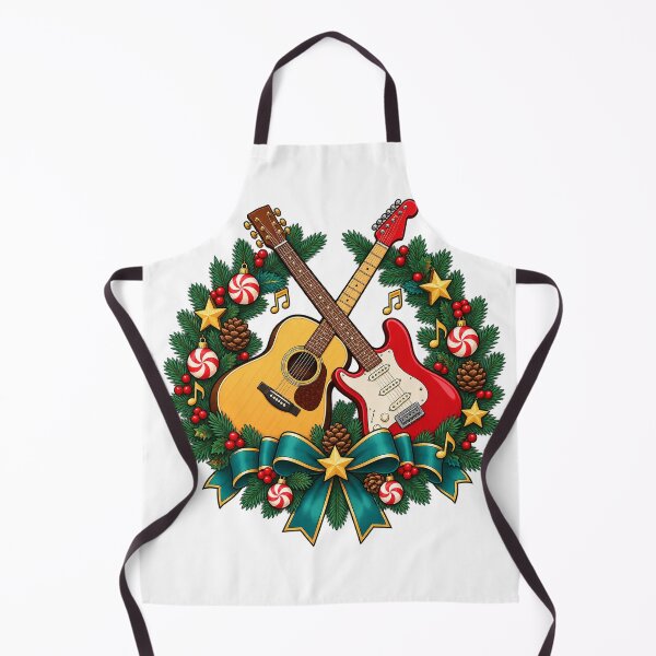 Artikelvorschau, Christmas Guitar Wreath with Holly and Stars entworfen und verkauft von skyartdesign.