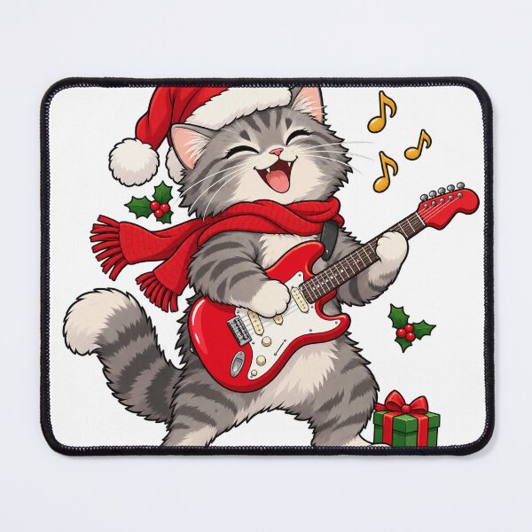 Item preview, Rockstar Christmas Cat Playing Electric Guitar designed and sold by skyartdesign.